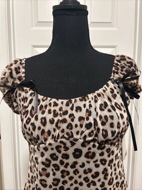 Vibe Leopard Print Puff Sleeve Tunic - Brown/Black/Cream